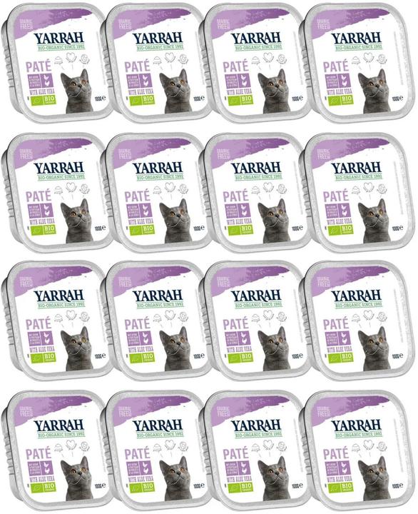 Image du produit Yarrah Bio-Nassfutter Paté mit Huhn und Truthahn, 16 x 100 g (Adulte, 16 pcs, 1600 g)