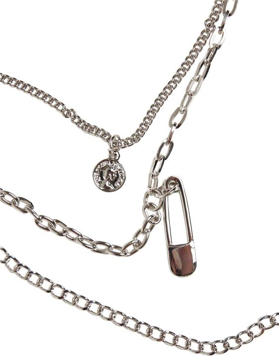 Actual product image Urban Classics Safety Pin Layering Necklace (70% iron, 30% zinc)
