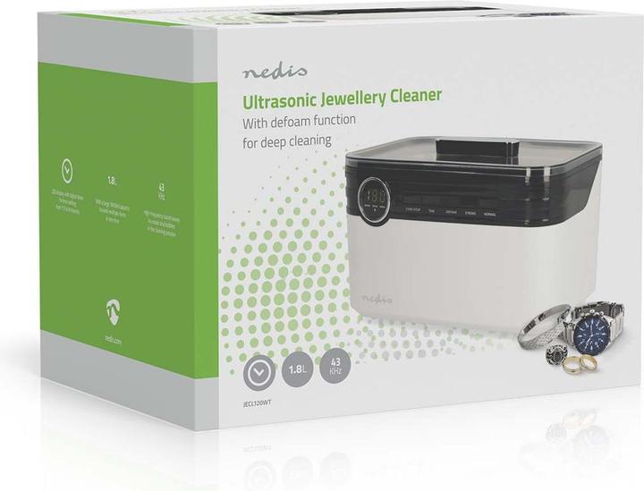 Produktbild Nedis Ultraschall-Schmuck-Reiniger | Netzstromversorgung | 220 - 240 V AC 50/60 Hz | Euro / Typ-C (C (43 kHz, 1800 ml)