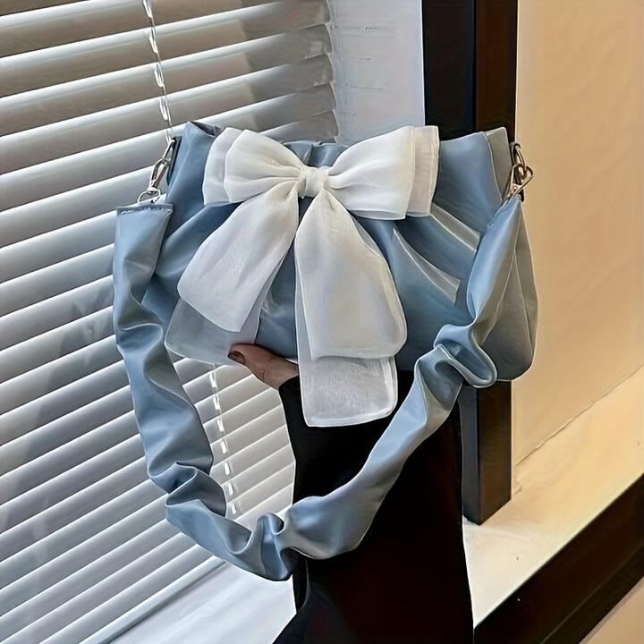 Actual product image Only-Bags.Store Chic bow shoulder bags, monochrome bags with magnetic closure and polyester lining
