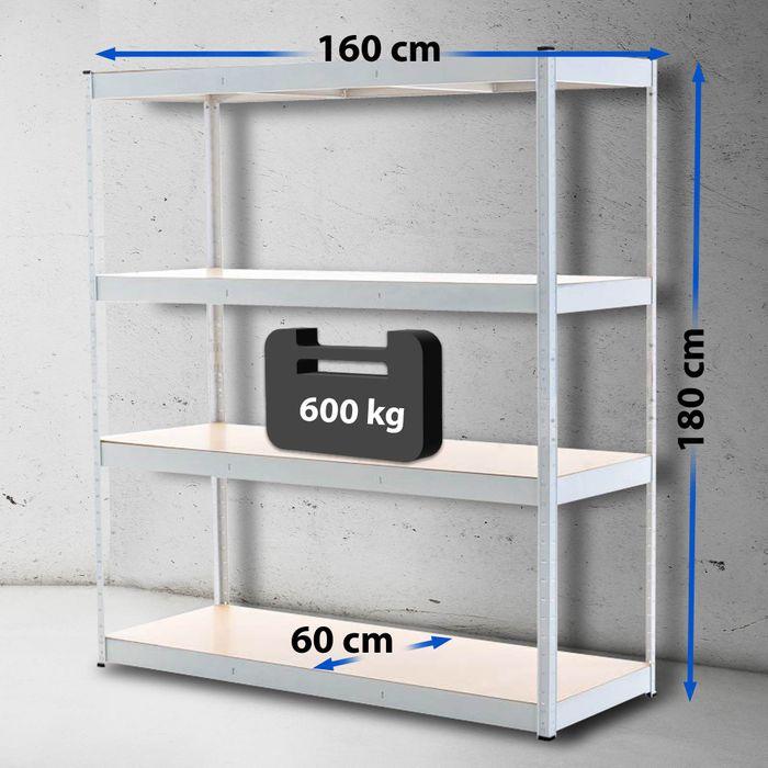 Image du produit Swisshandel24 Étagère pour charges lourdes 160x60x180 cm, blanche