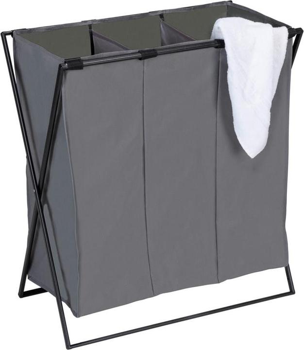 Image du produit Wenko Wäschesammler Mod. Trio XL Grau mit drei Fächern