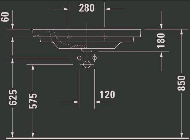 Immagine prodotto Duravit Lavabo per mobili D-CODE MED o ÜL m HLB 850x480mm 1 foro per rubinetto bianco (480 mm, 850 mm)