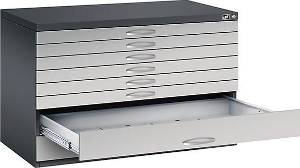 Produktbild C+P Zeichnungsschrank, A1, 8 Schubladen, H 760 mm, schwarzgrau / weissaluminium