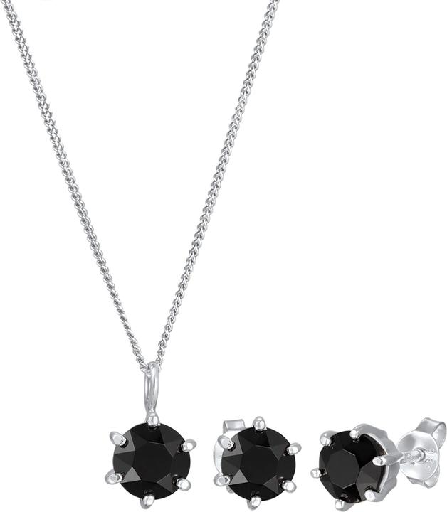 Elli Schmuckset Kristall Solitär Kette Ohrringe 925 Silber (925er Sterling Silber)