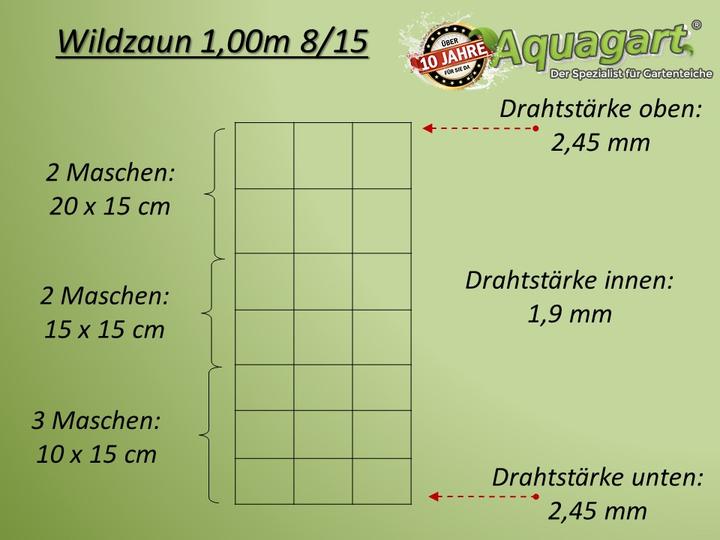 Actual product image Aquagart 150m Wildzaun Forstzaun Knotengeflecht Weidezaun Drahtzaun 100/8/15 Schwer