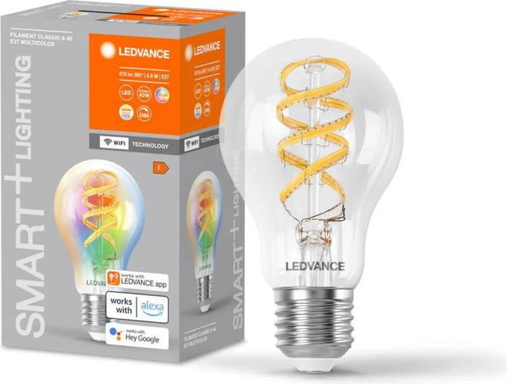 Produktbild Ledvance transparent (E27, 4.80 W, 470 lm, 1 x, F)