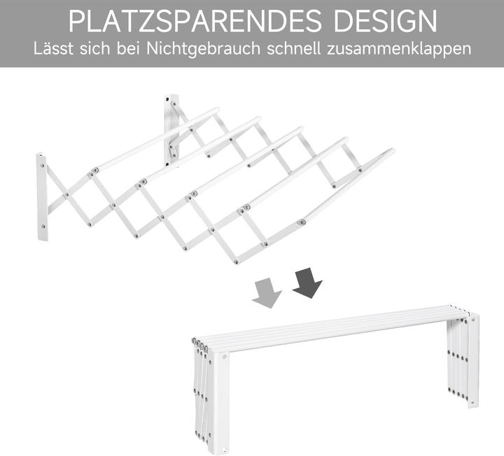 Produktbild Homcom Wäscheständer mit Wandmontage und zusammenklappbar
