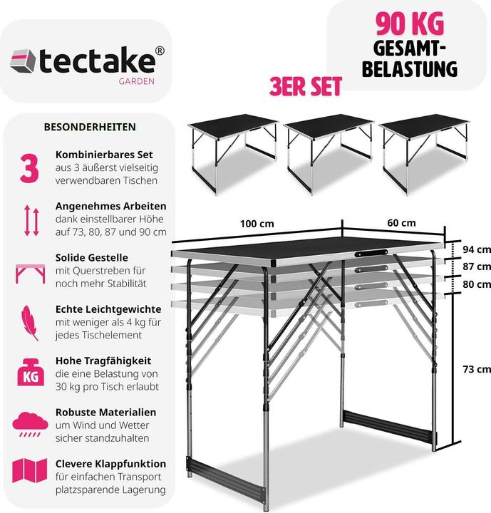 Produktbild tectake Tapeziertische (300 x 60 cm)
