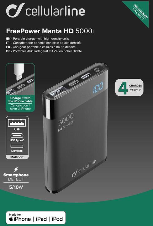 Actual product image Cellularline Manta 5000 (5000 mAh, 10 W, 18.50 Wh)
