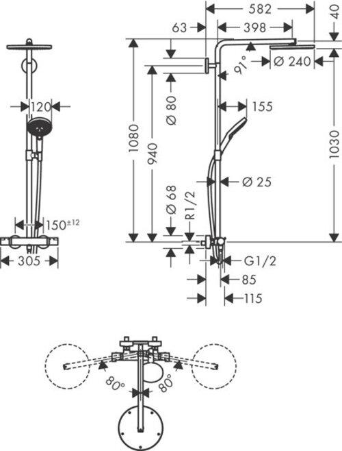 Image du produit hansgrohe Raindance Select S Showerpipe 240 (bronze brossé)