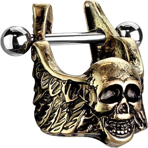 Immagine prodotto Star Piercing Micro Barbell vergoldet Totenkopf mit Flügel (Acciaio chirurgico 316L, Ottone)