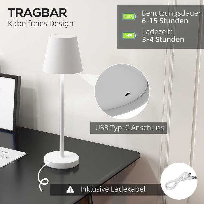 Image du produit Swisshandel24 Tischlampe Aufladbar, USB, 3 Lichtfarben, Metall, Weiss (350 lm)