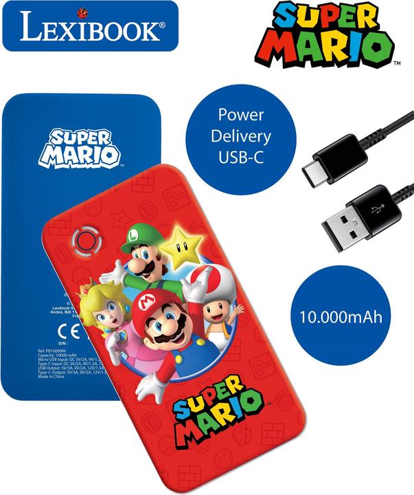 Immagine prodotto Lexibook Super Mario 10.000 mAh di ricarica veloce Power Bank