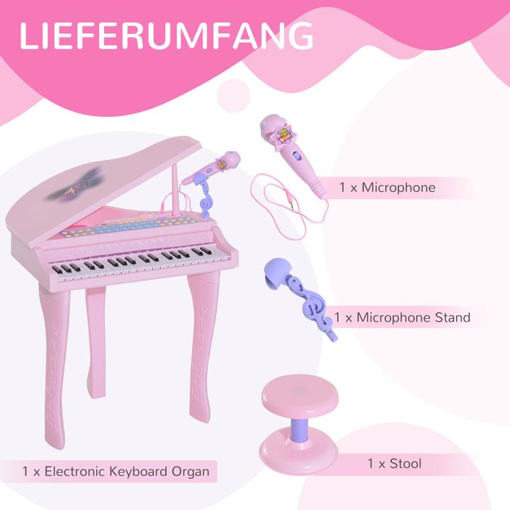 Immagine prodotto Homcom Pianoforte per bambini con sgabello (Inglese)