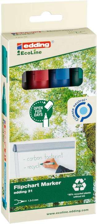 Edding Flipchart Marker 3000 (Mehrfarbig, 1.50 mm, 4 x)