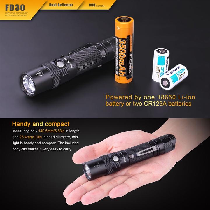 Image du produit Fenix Lampe de poche FD30 LED avec Cree XP-L HI focalisable à 360 degrés, accu inclus