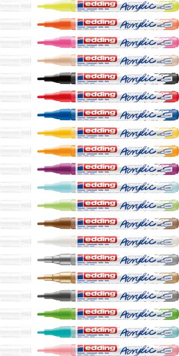 Image du produit Edding Acrylmarker (Jaune, Noir, Rouge, Bleu, Blanc, 2 mm, 5 x)