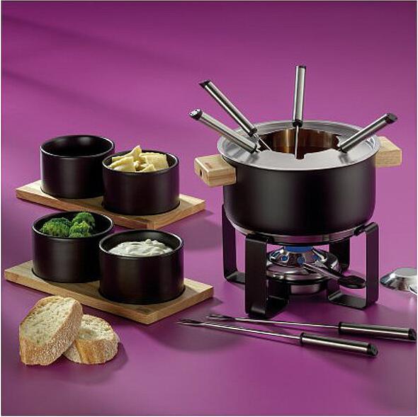 Produktbild Kela Fondue-Set GUNTEN 16-teilig Edelstahl mit 4 Keramikschalen (Fondue Bourguignonne)