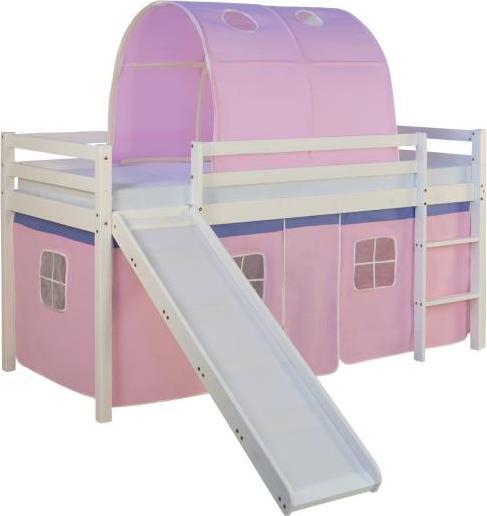Produktbild Homestyle4u Hochbett mit Rutsche und Vorhang (90 x 200 cm)