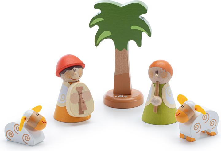 Produktbild Sevi 83104 Holz Krippenzubehör 10 x 12 x 9 cm, 5-teiliges Set Musizierende Schäfer zur Ergänzung der