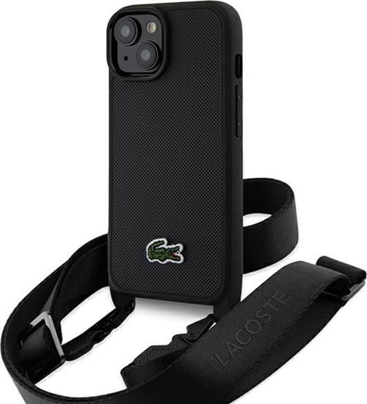 Actual product image Lacoste LCHCP15SSPVCK iPhone 15 / 14 / 13 6.1" czarny/black hardcase Iconic Petit Pique Crossbody (Apple iPhone 15)
