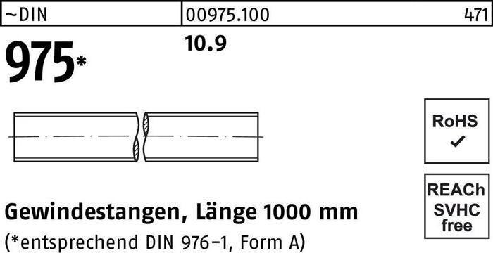 Productafbeelding Draadstang DIN 975 M 6 x 1000mm 10.9