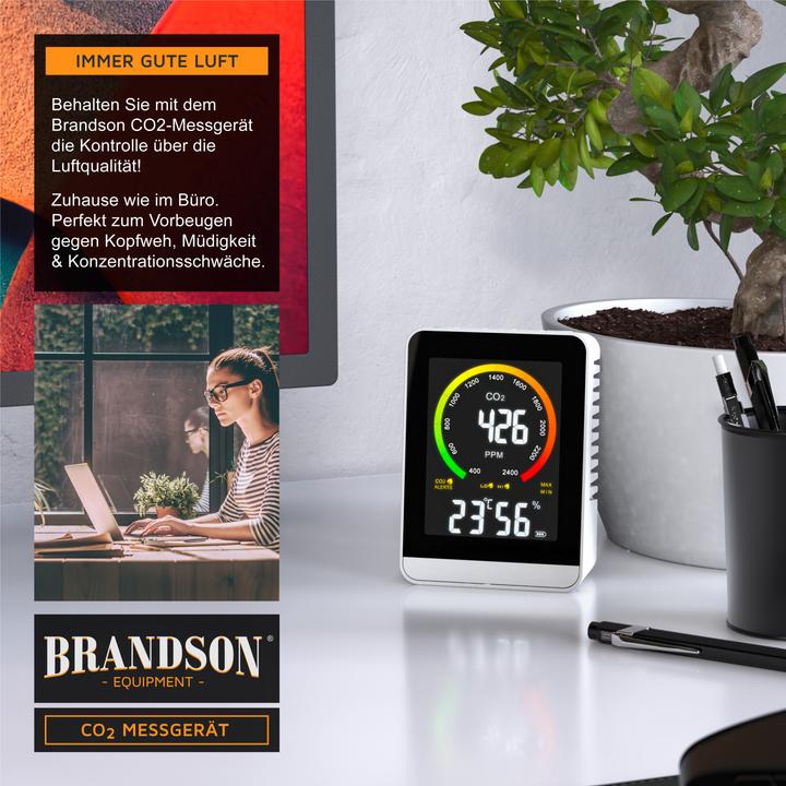 Produktbild Brandson CO2 Messgerät, Luftqualität Melder, Kohlendioxidmessung, Luftqualität Sensor, Raumluft-Qualität