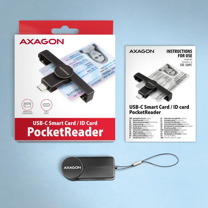 Image du produit Axagon CRE-SMPC Lecteur de cartes à puce USB-C PocketReader (USB 2.0)