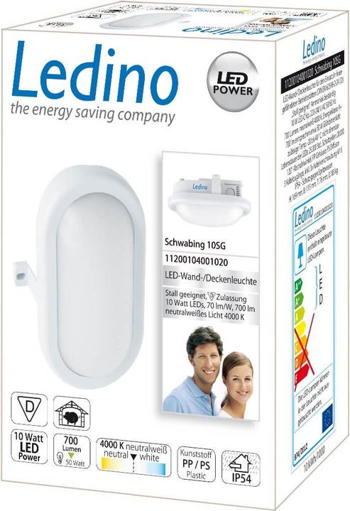 Image du produit Ledino Schwabing Applique/plafonnier 10W, 4000K, ovale blanc neutre (700 lm)
