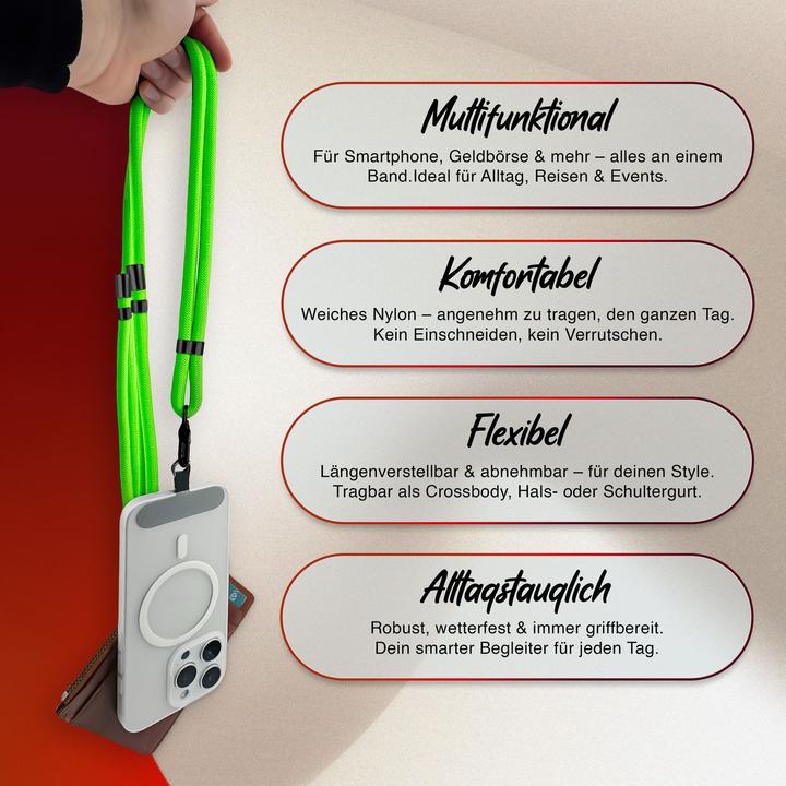 Image du produit Nalia HoldMe Lanyard Handykette - Universal Trageband für Smartphones - Verstellbar, Soft & Elastisch