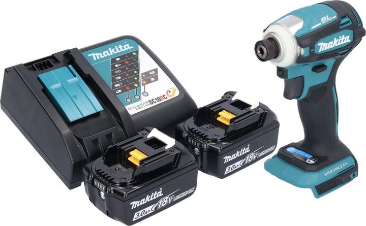 Produktbild Makita DTD 172 RF Akku Schlagschrauber 18 V 180 Nm 1/4" Brushless + 2x Akku 3,0 Ah + Ladegerät (Akkubetrieb)