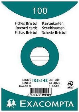 Actual product image Exacompta Index card Format of card: DIN A6 Design of ruling: ruled (105 x 148 mm, 205 g/m², 100 x)