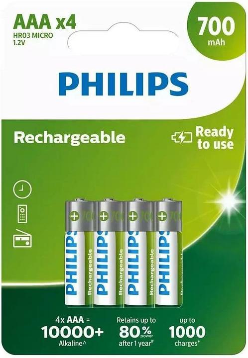 Philips Rechargeable (4 pz., AAA, 700 mAh)