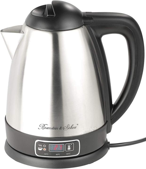 Produktbild Rosenstein & Söhne Edelstahl-Wasserkocher mit Temperatur-Wahl (1.80 l, EU-Stecker)