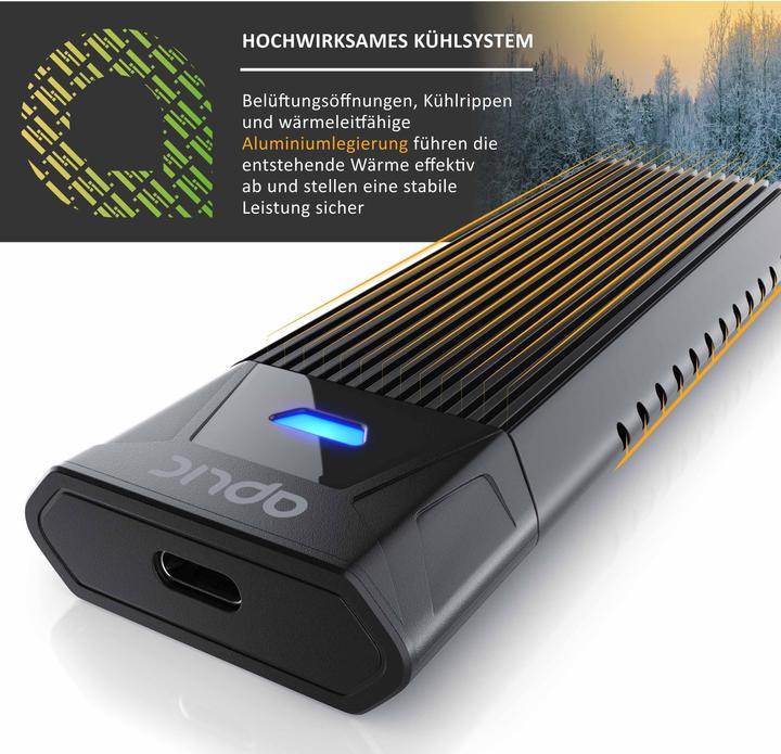 Produktbild Aplic Festplatten Gehäuse, M.2 NVMe Gehäuse USB 3.2 Gen2, PCIe 3.0 & SATA, Kompatibel mit 2242, 2260, 2280 (M.2 2230, M.2 2242, M.2 2260, M.2 2280)