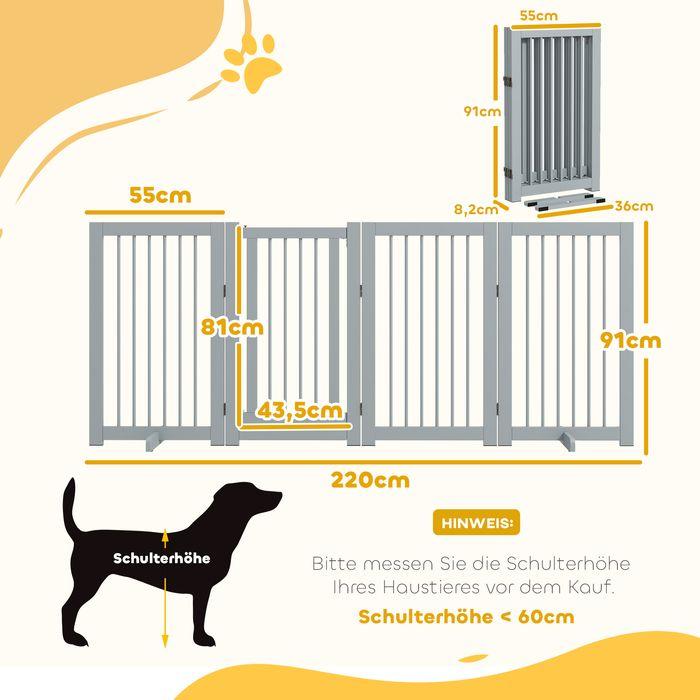 Produktbild Swisshandel24 Absperrgitter Hunde 91 cm Schutzgitter aus Holz Hundegitter mit Tür faltbar