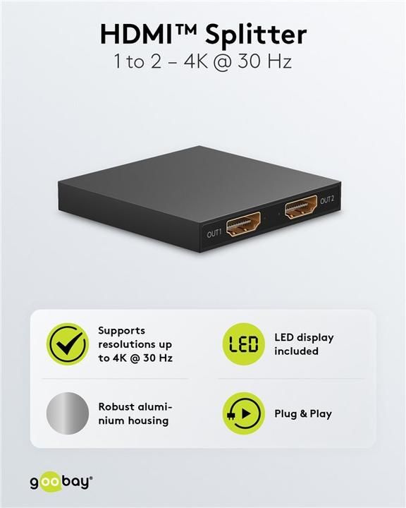 Produktbild Goobay HDMI-Splitter 1 auf 2 4K @ 30 Hz