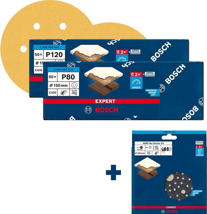 Bosch Hausgeräte Bosch Schleifscheiben 150 mm C470 Wood + gratis M480 Starter-Set