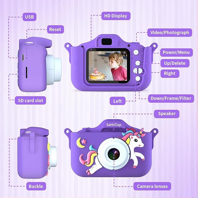 Actual product image Activity Board Toy unicorn digital camera, toy camera for children, 1080P HD children's camera, mini
