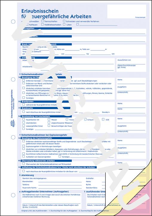 Actual product image Avery Permit for work involving fire hazards DIN A4 self-copying 2 copies 3 x 40 sheets. (40 x)