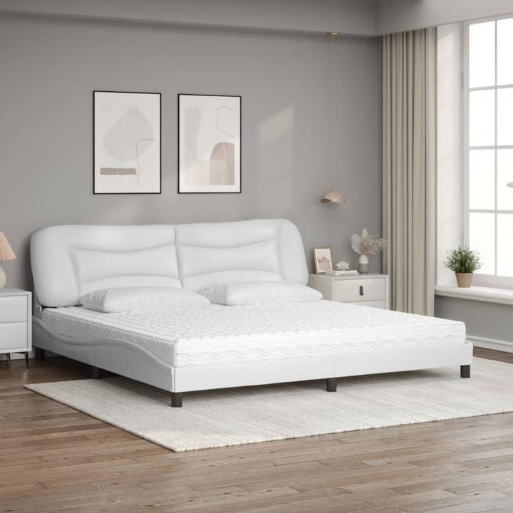 Immagine prodotto VidaXL Letto Letto imbottito Letto matrimoniale Letto in ecopelle con materasso Bianco 200x200cm (200 x 200 cm)