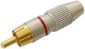 Velleman Spina Rca maschio punta d'oro rosso