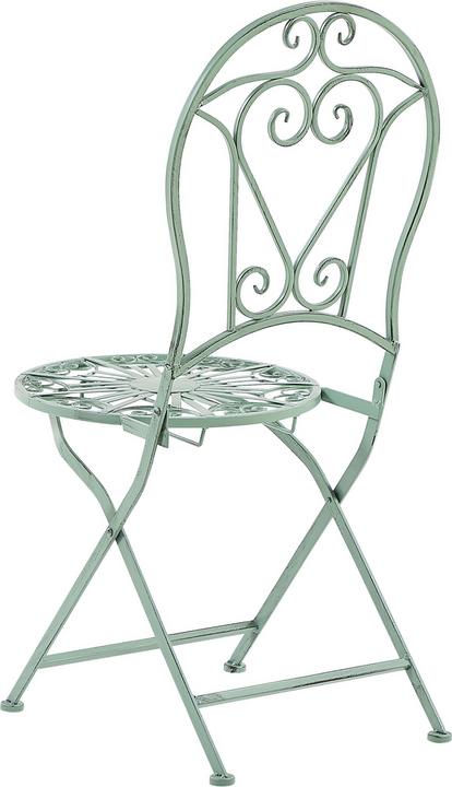 Actual product image Beliani Balcony Set green metal 2 chairs folding table TRENTO (70 cm)
