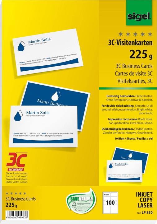 Sigel Business cards 3C (225 g/m², 100 x, A4)
