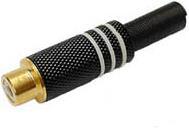 Produktbild Velleman Rca Plug Female Gold Tip Black Metal Housing White