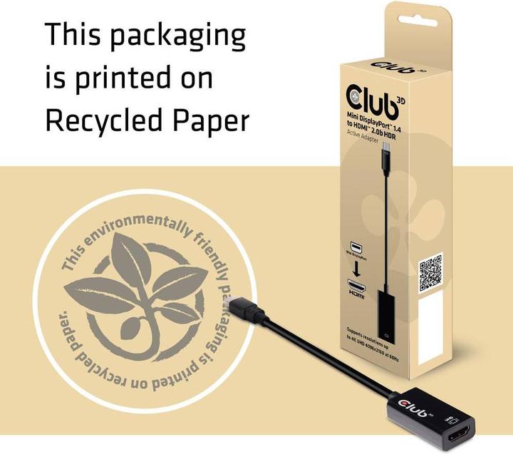 Actual product image Club 3D Mini DisplayPort 1.4 to (HDMI, 1.12 cm)