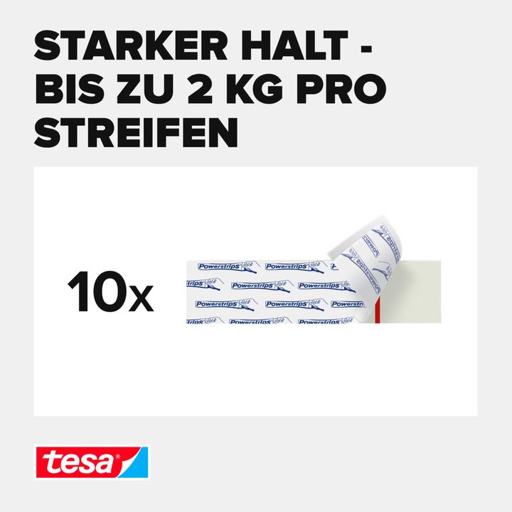 Immagine prodotto tesa Powerstrips LARGE, 2kg di forza di tenuta, 10x strisce biadesive