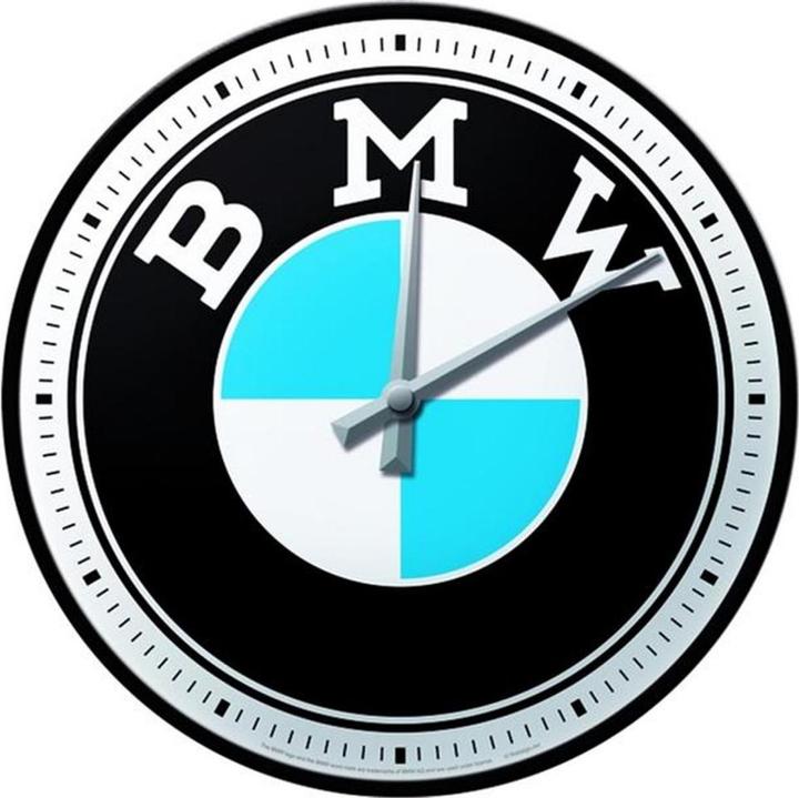 Immagine prodotto Nostalgic-Art Merchandising Orologio da parete Logo BMW Ø 31 cm, Blu/Nero/Bianco (31 cm)