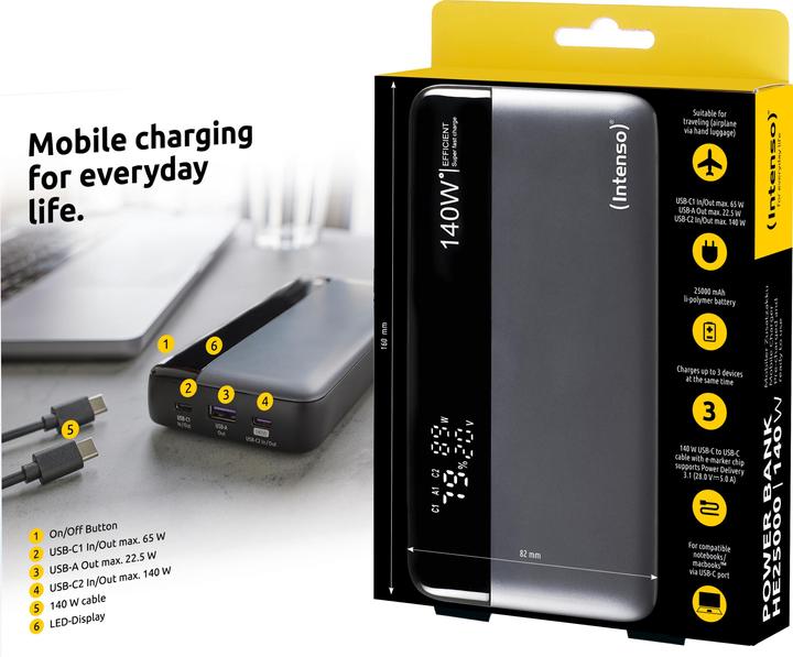 Produktbild Intenso HE25000 (25000 mAh, 140 W, 92.50 Wh)